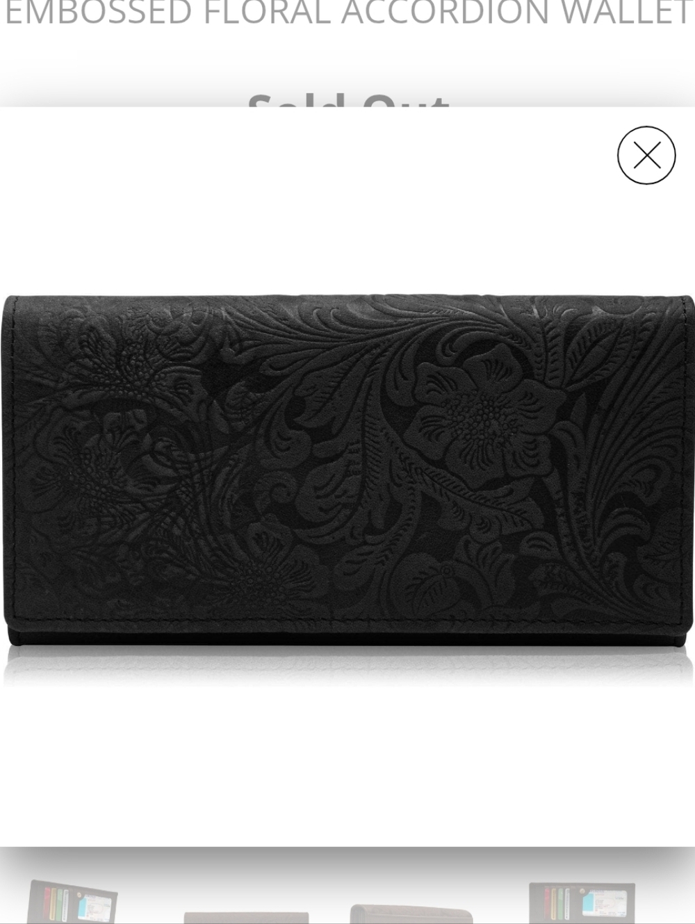 Western Genuine Leather Black Embossed Floral Accordion Wallet By Access Denied.